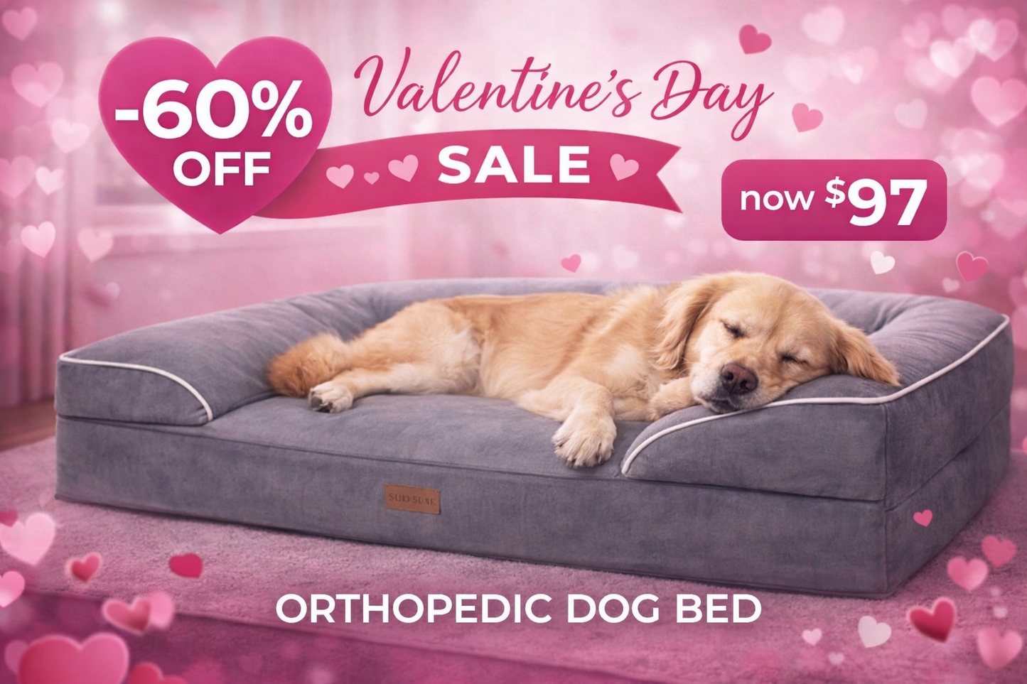 Orthopedic Dog Bed Designed to Relieve the Pain in Their Hips & Joints caused by Dysplasia, Arthritis, and Old Age